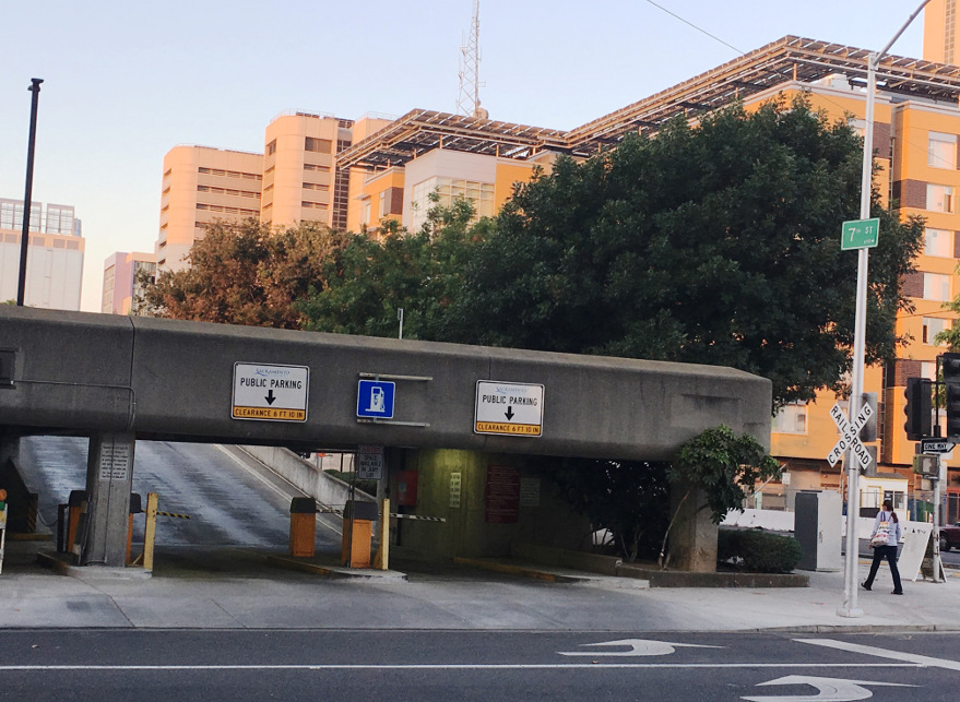 Parking garage entrance