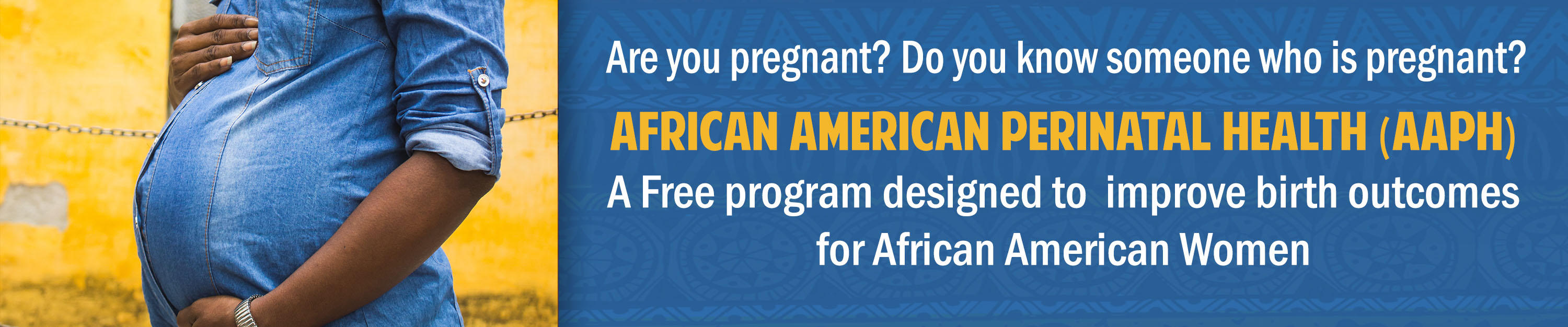 Are you pregnant?  Do you know someone who is pregnant?  the AAPH is a free program designed to improve birth outcomes for African American Women.