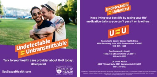 Downloadable poster: Undetectable equals Untransmittable. Talk to your health care provider about U=U today.