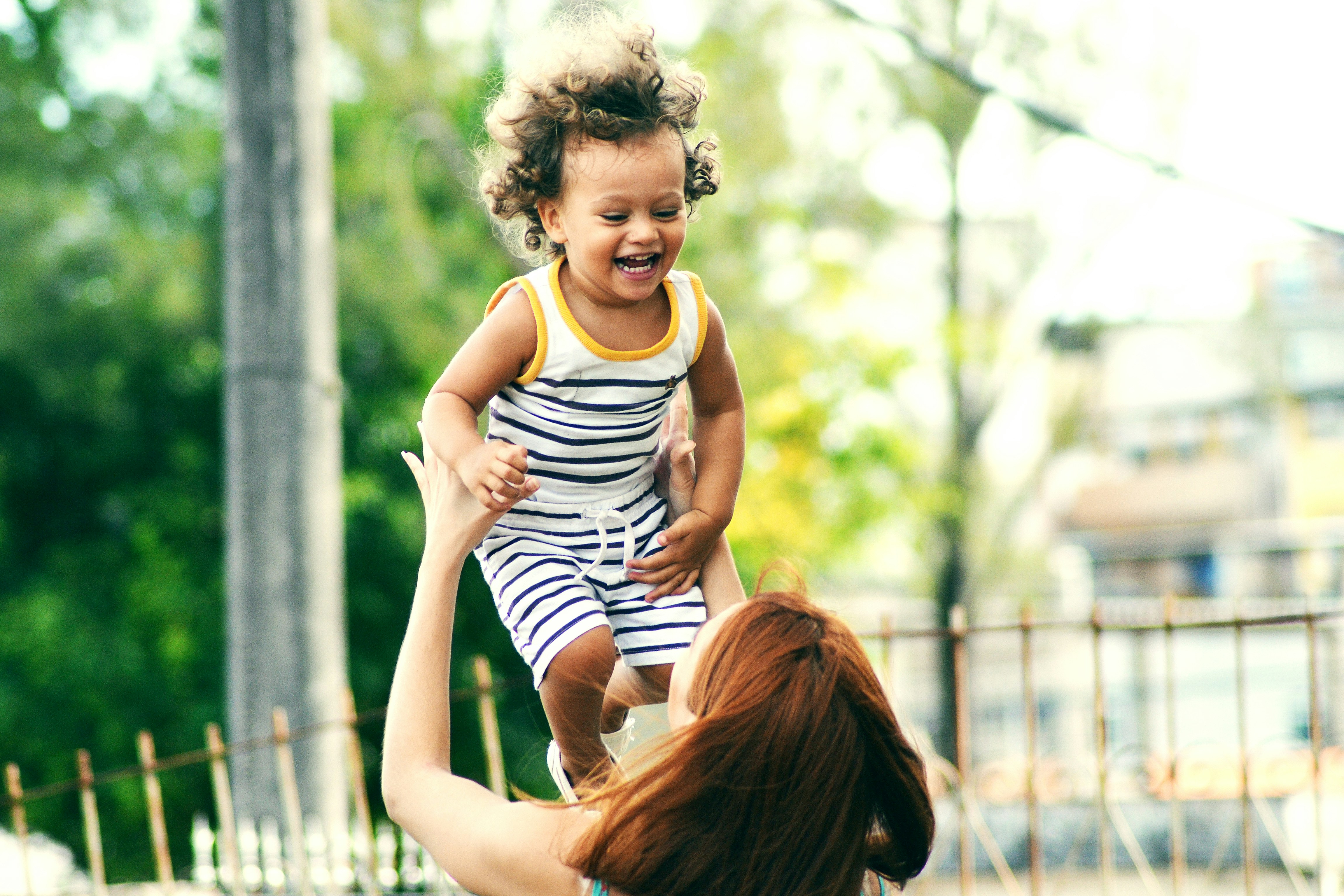 Mother and child laughing