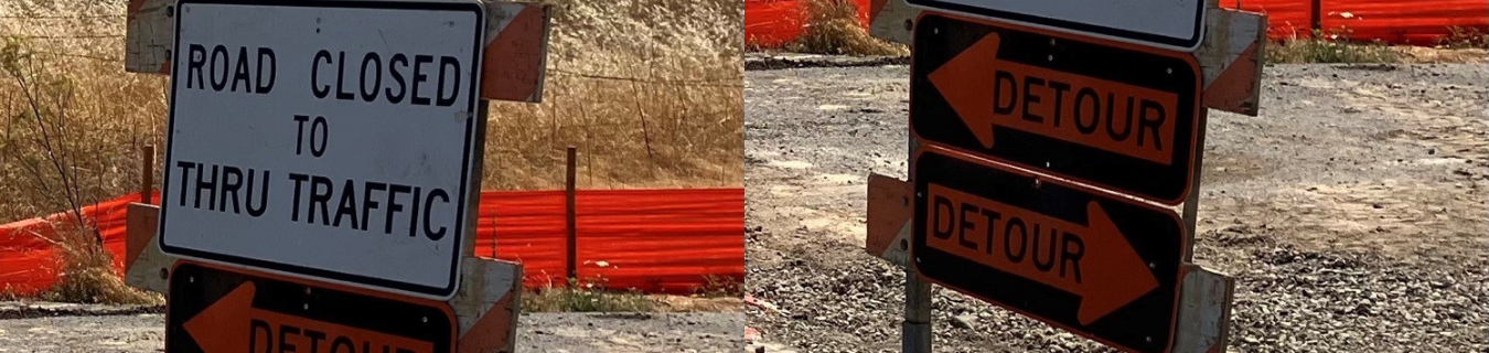 Road Closure and detour sign