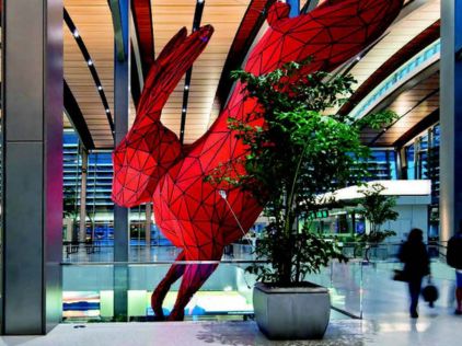 Red Rabbit statue at SMF